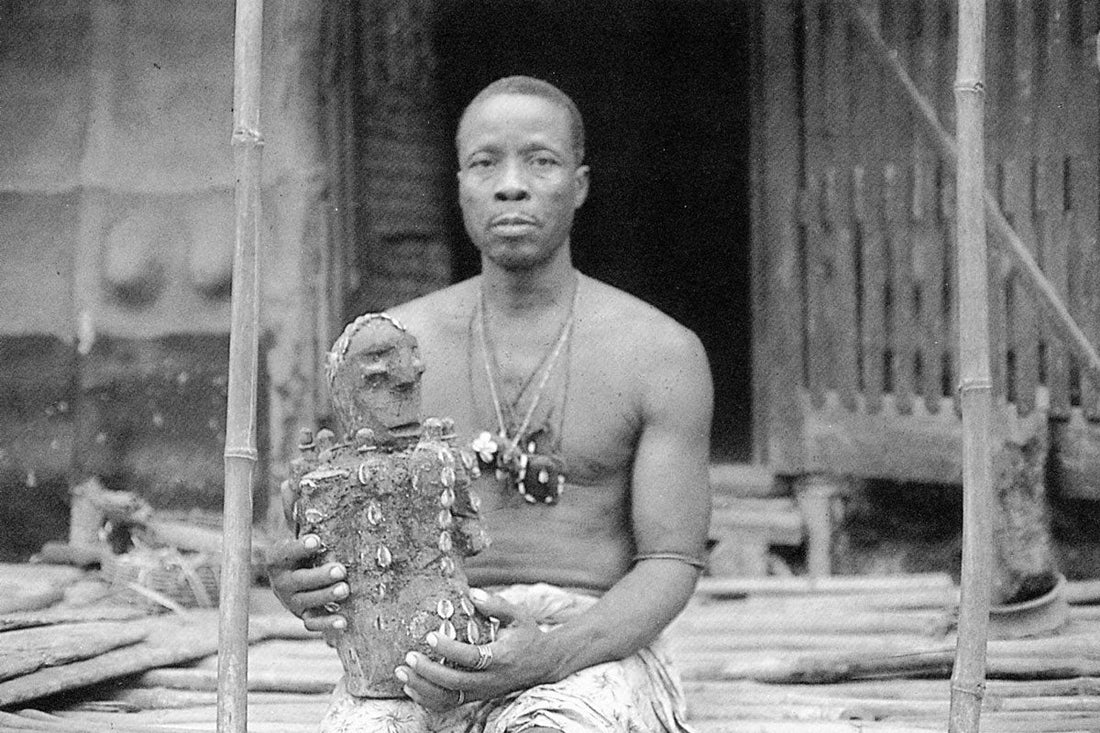 Fon tribe from Benin, West Africa, Man with African Tribal Art, Kutubu Arts