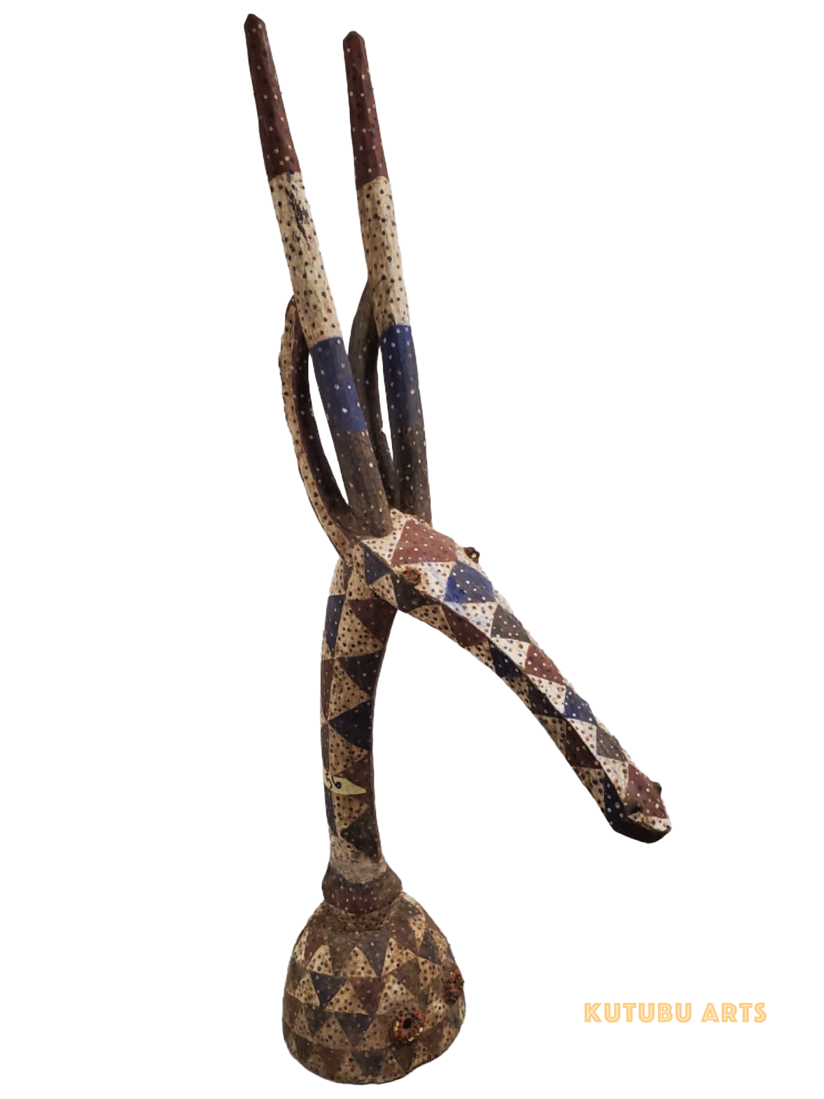 Ceremonial Kurumba antelope wooden headdress mask from Burkina Faso, West Africa, African tribal art, Kutubu Arts
