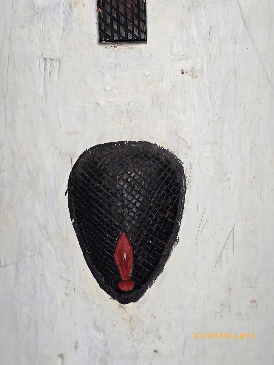 Fon fertility drum female with carved genitalia from Benin, West Africa, African tribal art, Kutubu Arts