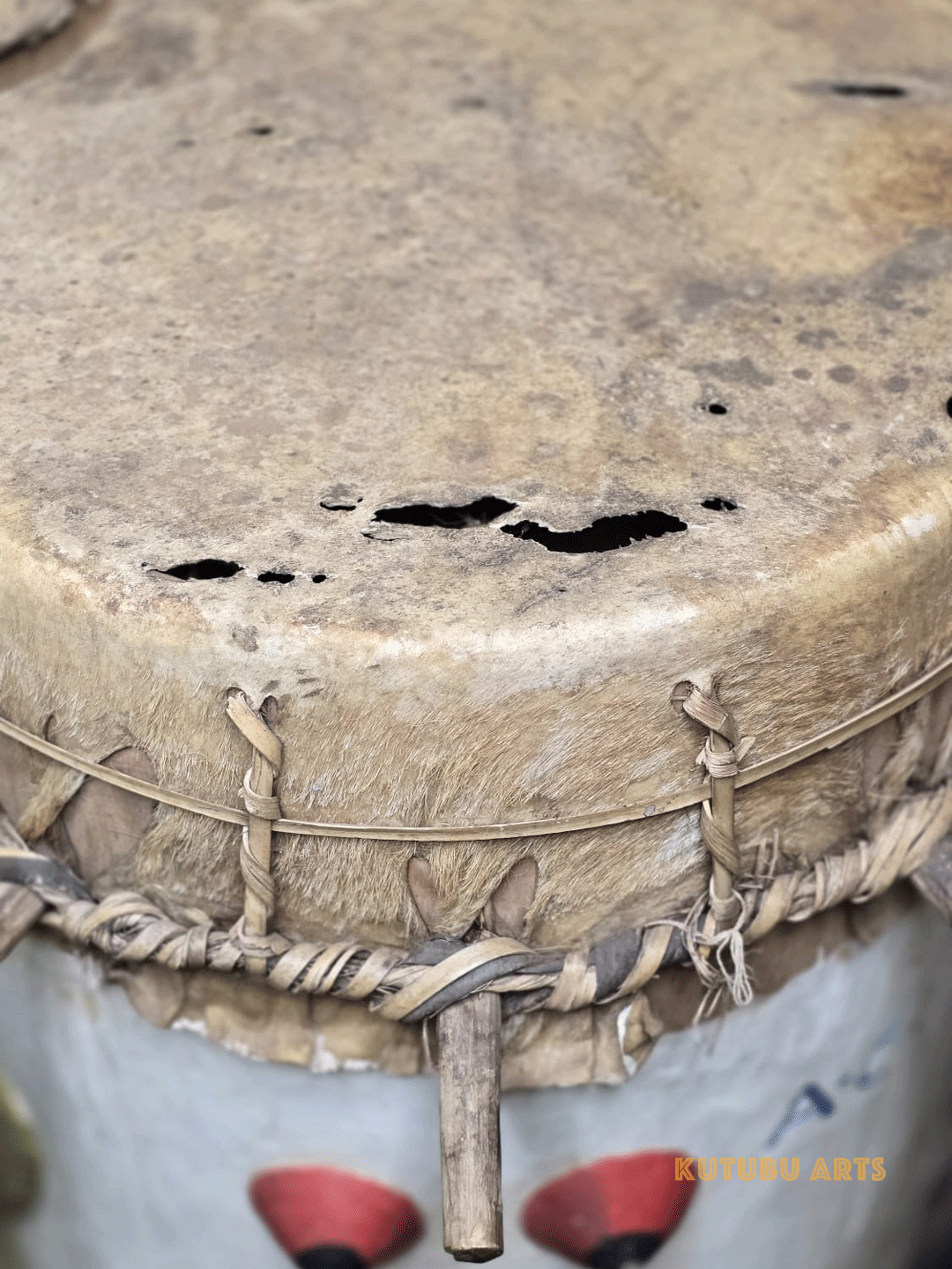 Fon fertility drum head animal hide from Benin, West Africa, African tribal art, Kutubu Arts