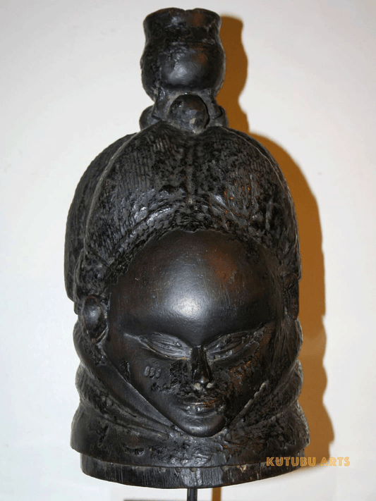 Ceremonial Mende female head mask from Sierra Leone, West Africa, African tribal art, Kutubu Arts