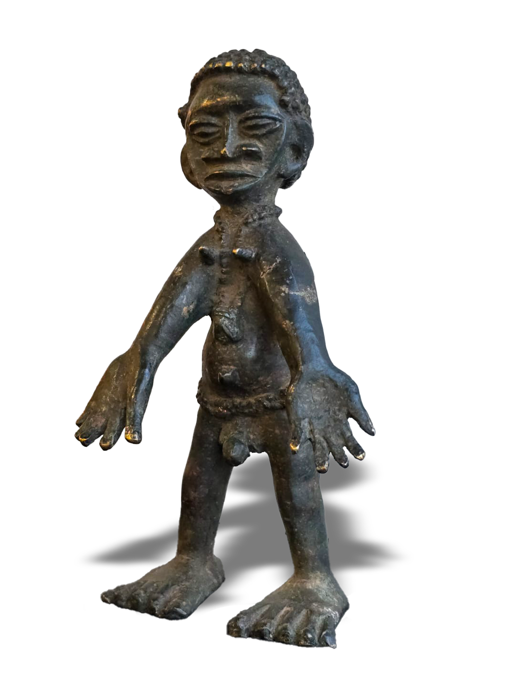 Cross River bronze male statue, lost-wax technique, from Nigeria West Africa, Kutubu Arts