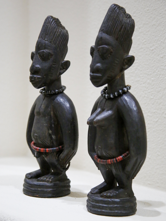 Ere Ibeji male and female twin statues from Yoruba tribe, Nigeria, African tribal art, Kutubu Arts