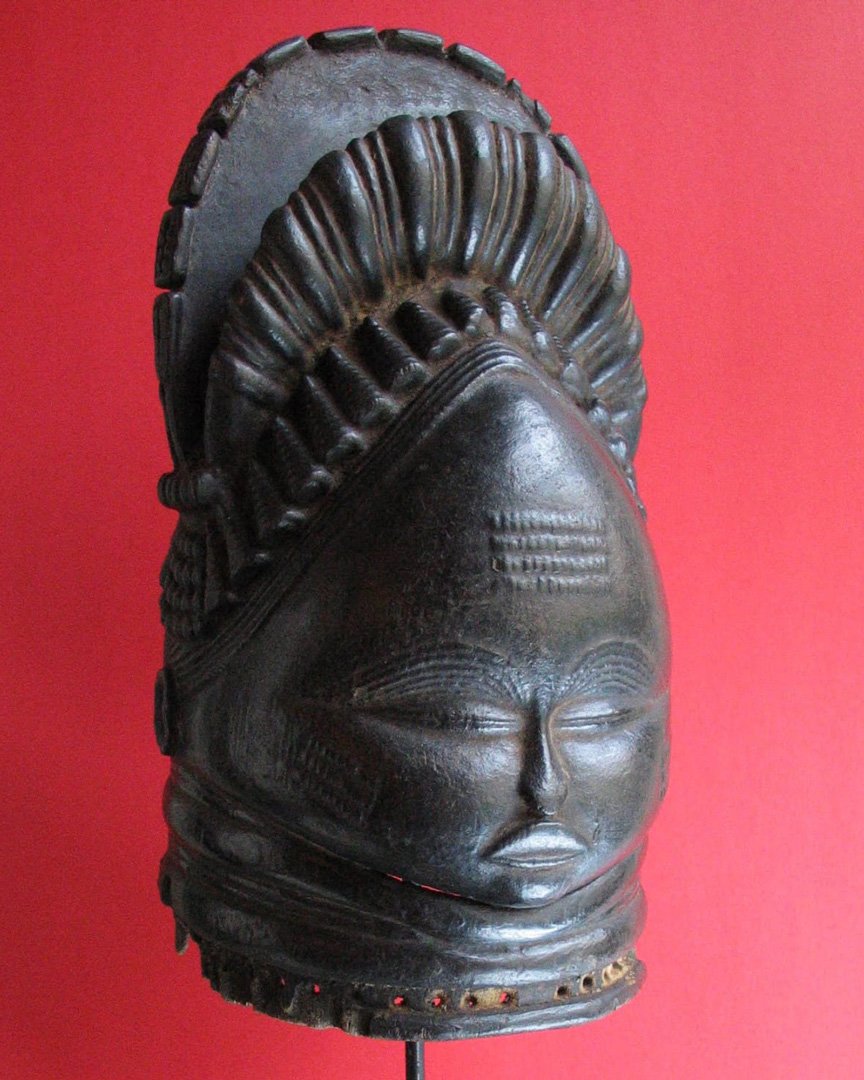 Wooden carved Benin Head Mask, West Africa, African tribal art, Kutubu Arts
