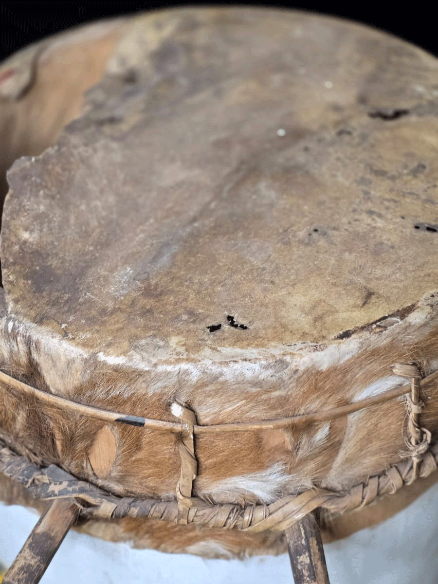Fon fertility drums male and female with carved animals and genitalia from Benin, West Africa, African tribal art, Kutubu Arts