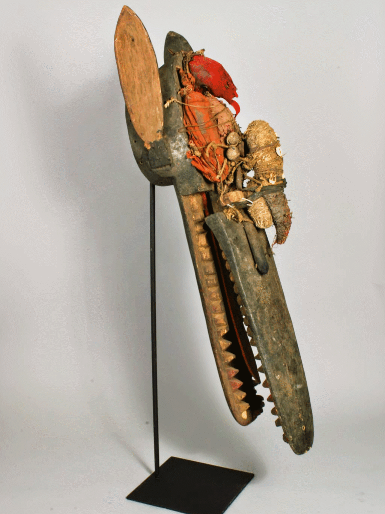 Ceremonial spiritual Loma Toma Juju Crocodile Mask from Guinea and Liberia, West Africa, African tribal art, Kutubu Arts