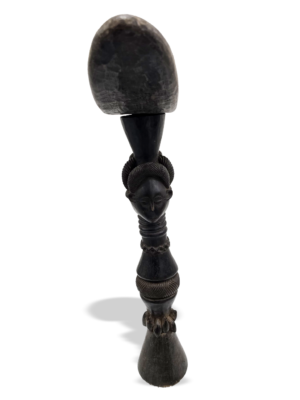 Mende rare wooden headrest with female bust, African tribal art, Kutubu Arts