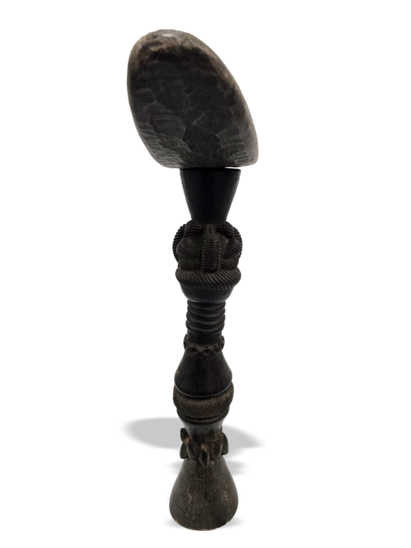 Mende rare wooden headrest with female bust, African tribal art, Kutubu Arts