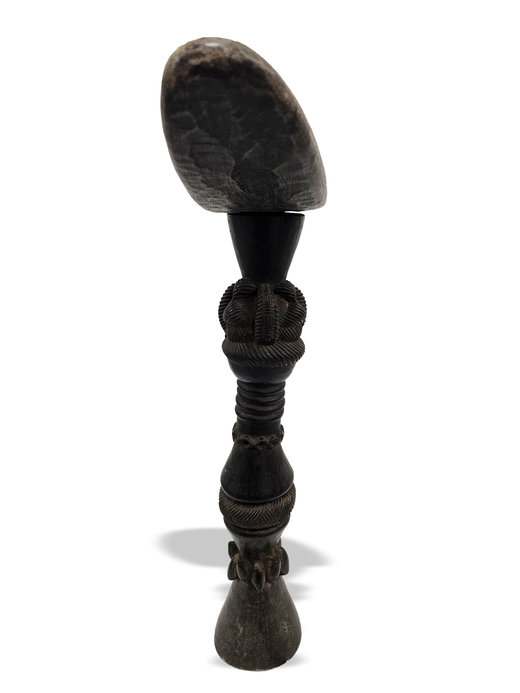 Mende rare wooden headrest with female bust, African tribal art, Kutubu Arts