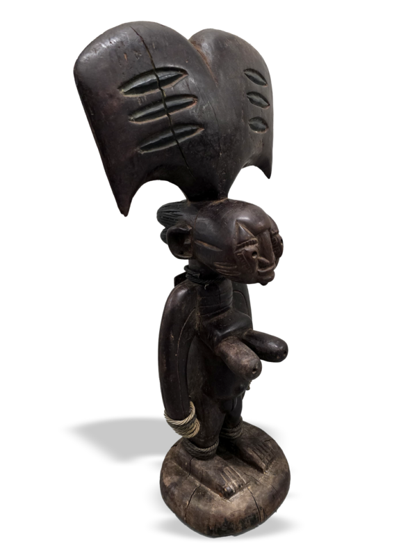 Shango Sango female wooden sculpture from Yoruba in Nigeria, Kutubu Arts, African tribal art
