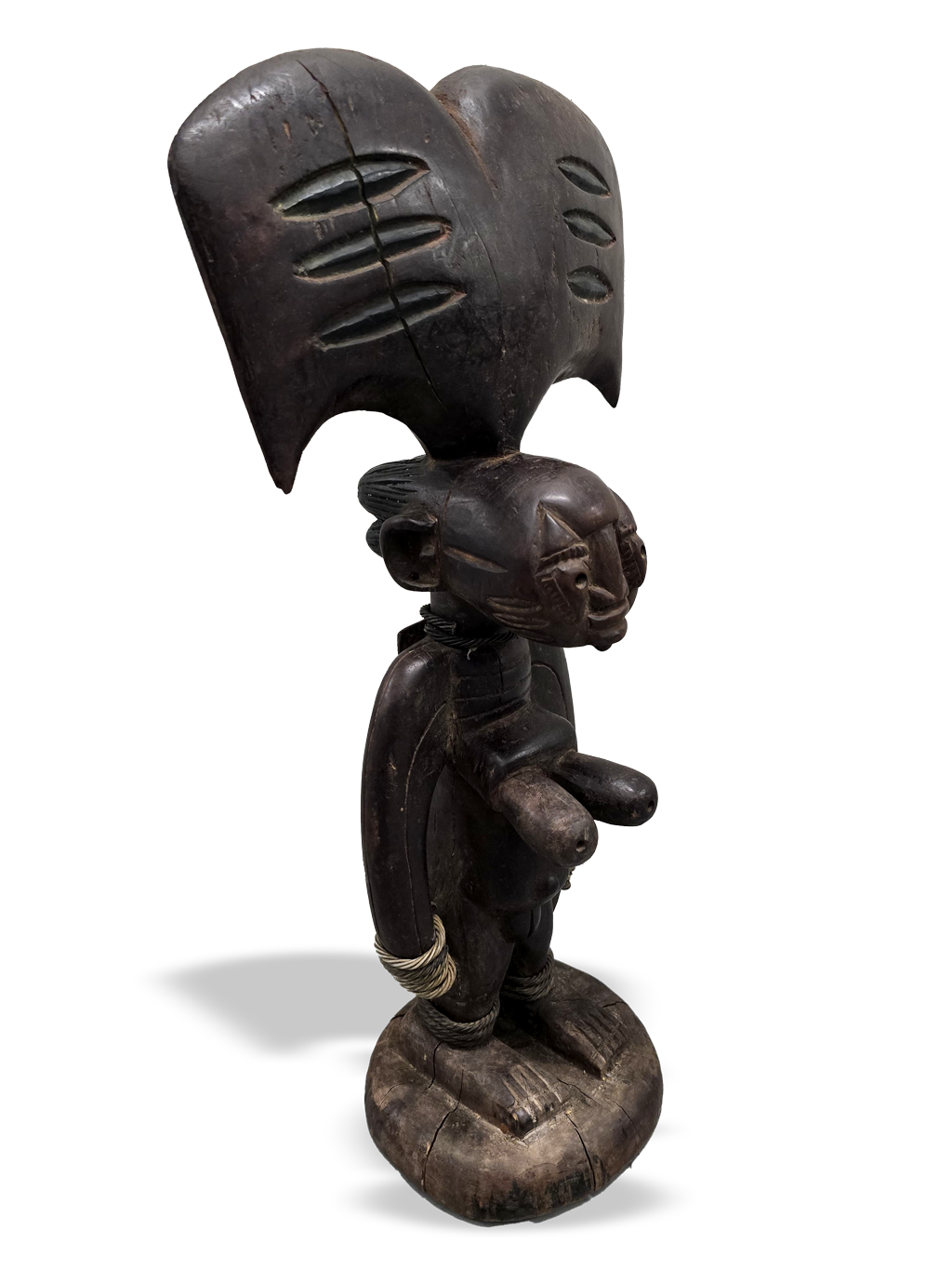 Shango Sango female wooden sculpture from Yoruba in Nigeria, Kutubu Arts, African tribal art