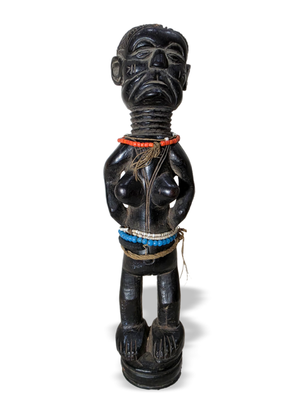 Antique wooden female herbalist sculpture from Loko people of Sierra Leone, Kutubu Arts, African tribal art