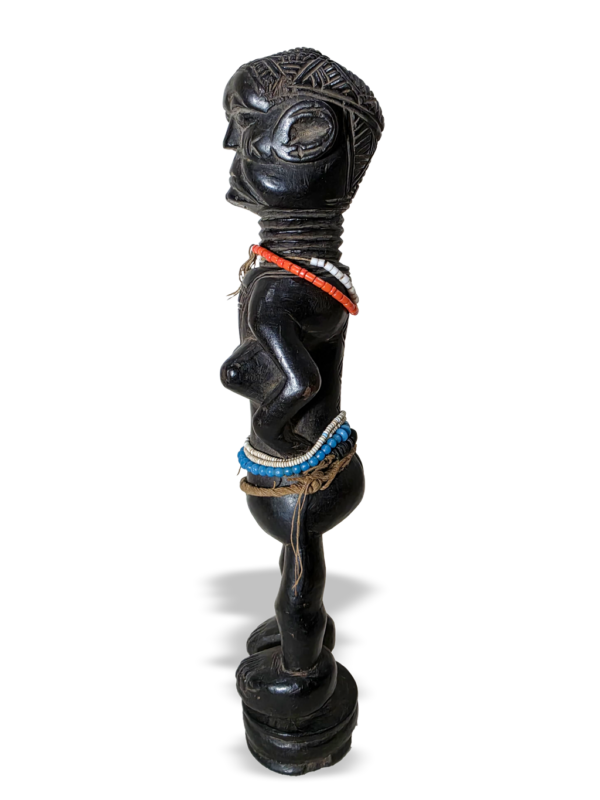 Antique wooden female herbalist sculpture from Loko people of Sierra Leone, Kutubu Arts, African tribal art