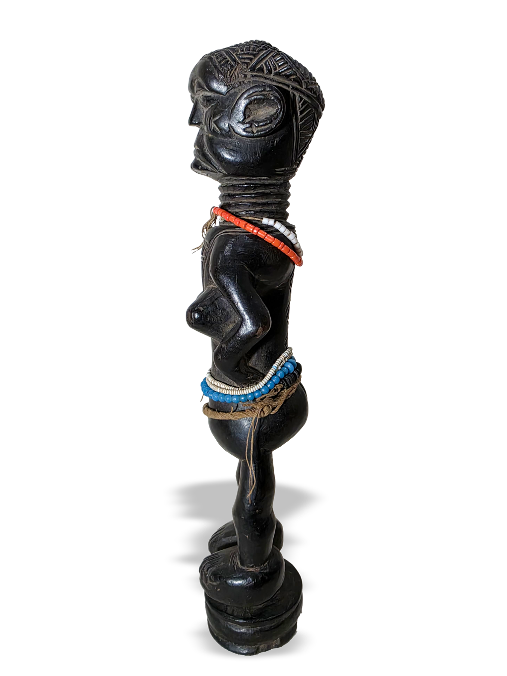 Antique wooden female herbalist sculpture from Loko people of Sierra Leone, Kutubu Arts, African tribal art