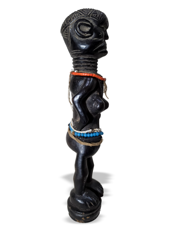 Antique wooden female herbalist sculpture from Loko people of Sierra Leone, Kutubu Arts, African tribal art