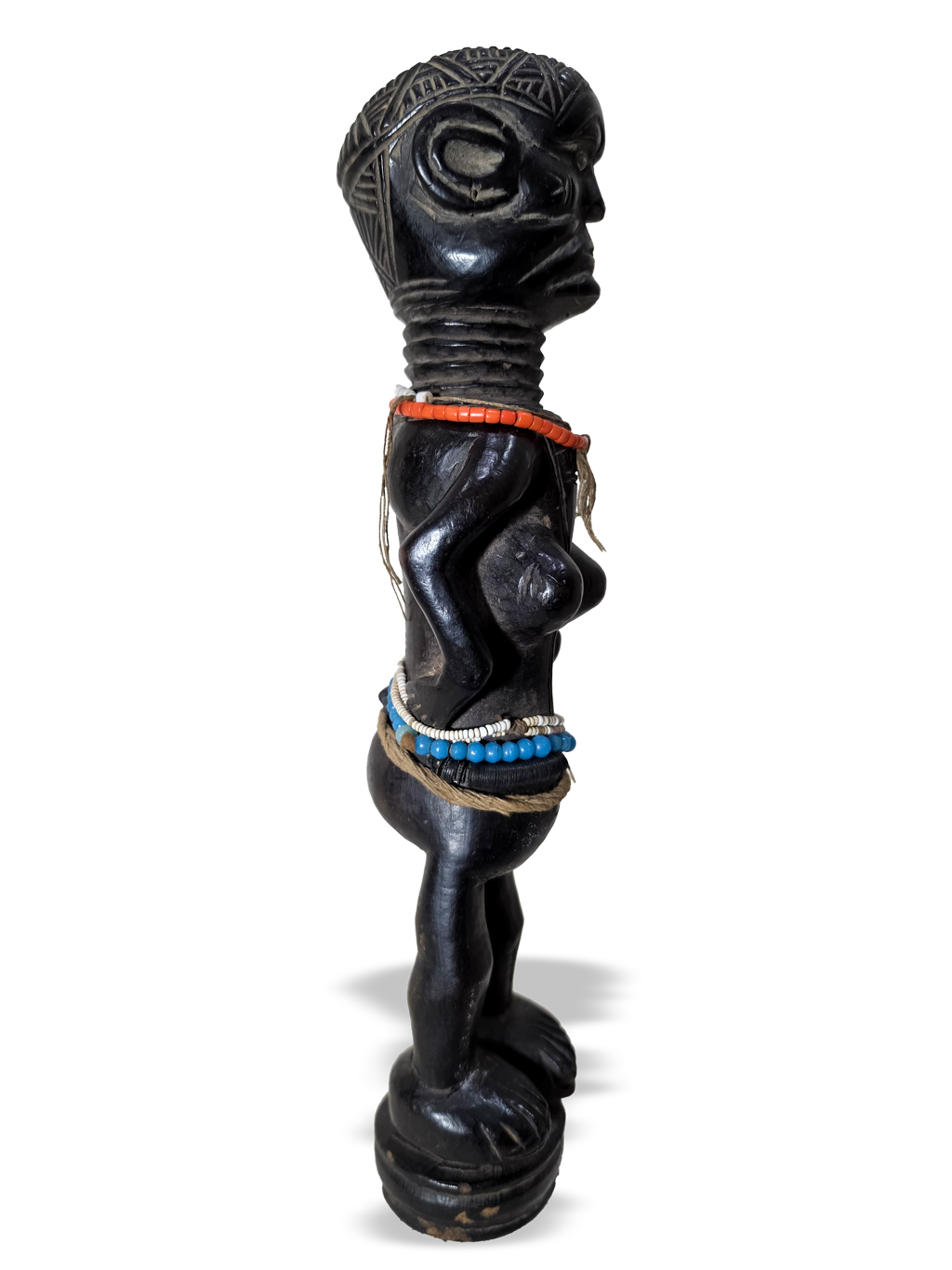 Antique wooden female herbalist sculpture from Loko people of Sierra Leone, Kutubu Arts, African tribal art