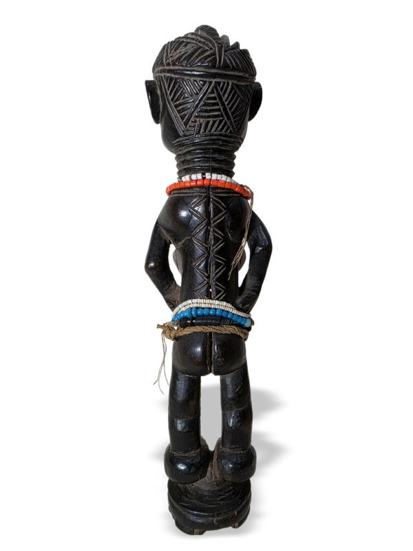 Antique wooden female herbalist sculpture from Loko people of Sierra Leone, Kutubu Arts, African tribal art
