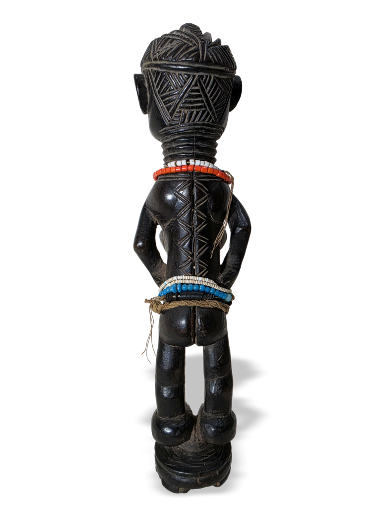 Antique wooden female herbalist sculpture from Loko people of Sierra Leone, Kutubu Arts, African tribal art